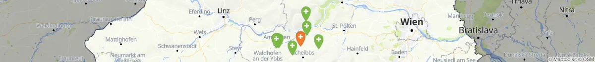 Kartenansicht für Apotheken-Notdienste in der Nähe von Wieselburg-Land (Scheibbs, Niederösterreich)